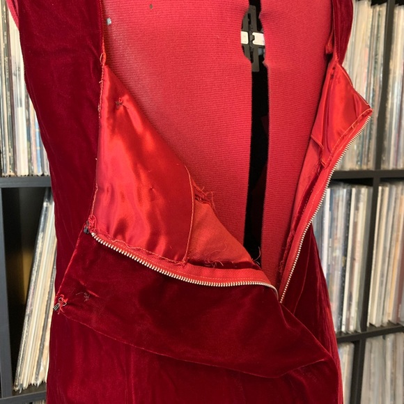 vintage red velvet dress w buttons XS ♥️ Valentine - Picture 7 of 8